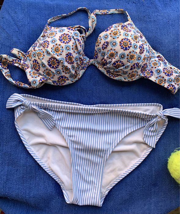 Белый раздельный купаььник Next полоска XS/S