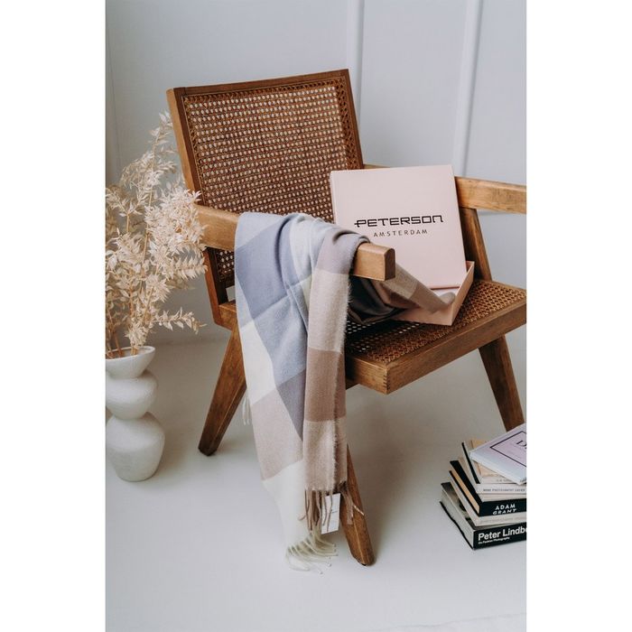 dwustronny szalik damski z frędzlami - peterson