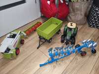 Zabawki bruder ZESTAW kombajn traktor pług i przyczepa