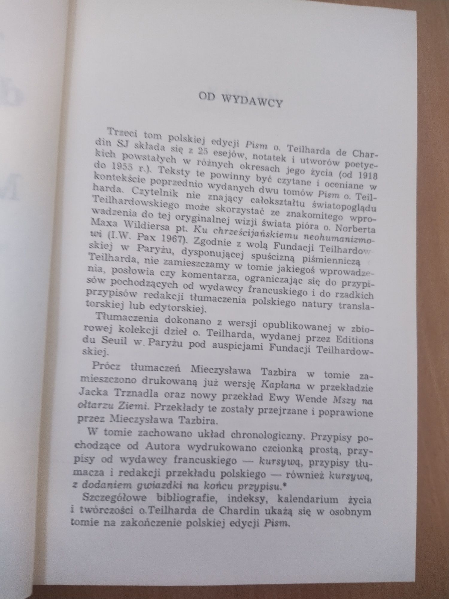 Teilhard de Chardin "Moja wizja świata"