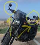 Espelhos ponta guiador universais + kit Honda Rebel