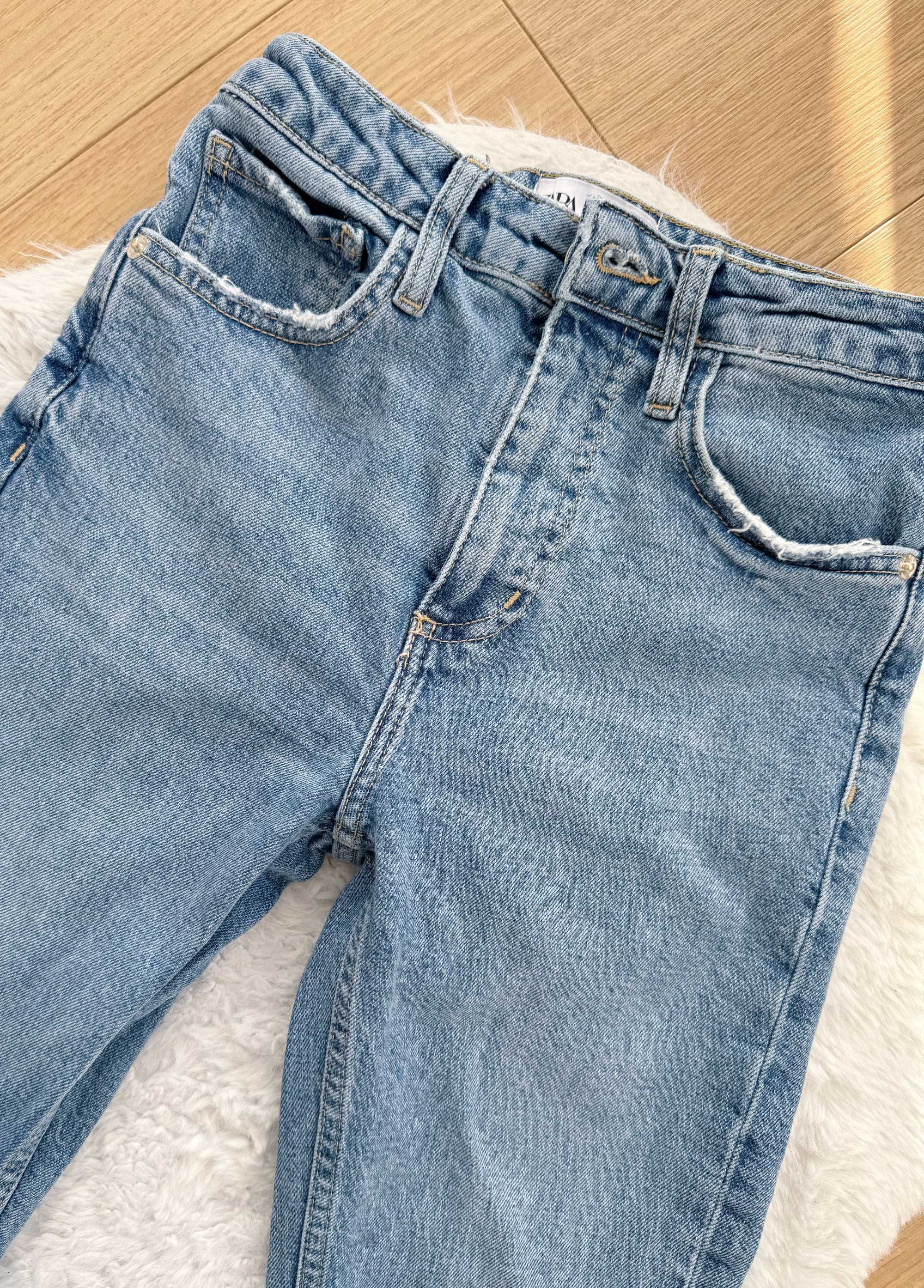 Spodnie niebieskie jeansy Zara XXS 32 krótkie slim mom fit