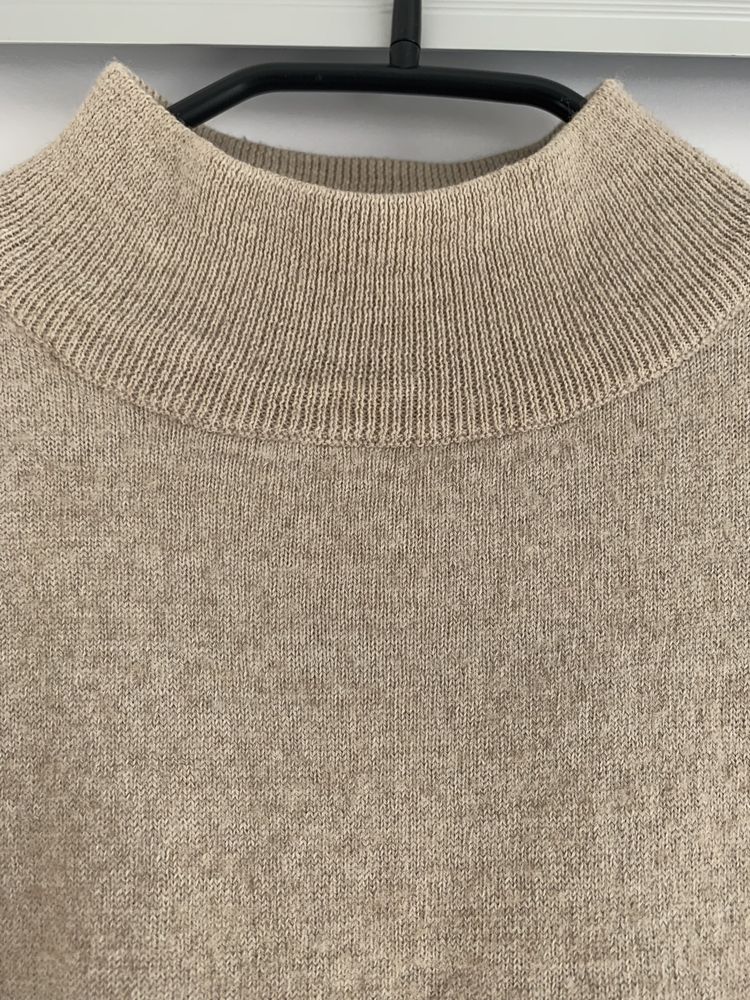 ZAR Basic sweter damski bezowy golf z wełna  za