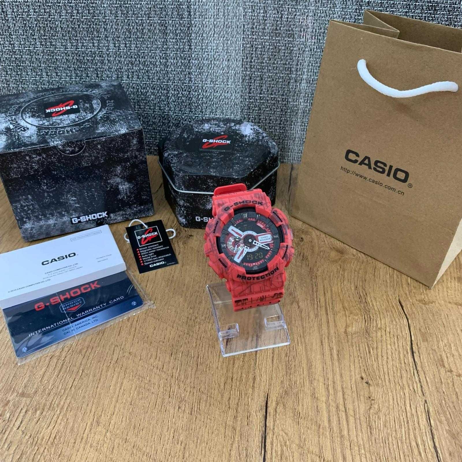Męski Zegarek Casio G-Shock GA-110 Czerwony Sportowy Moro