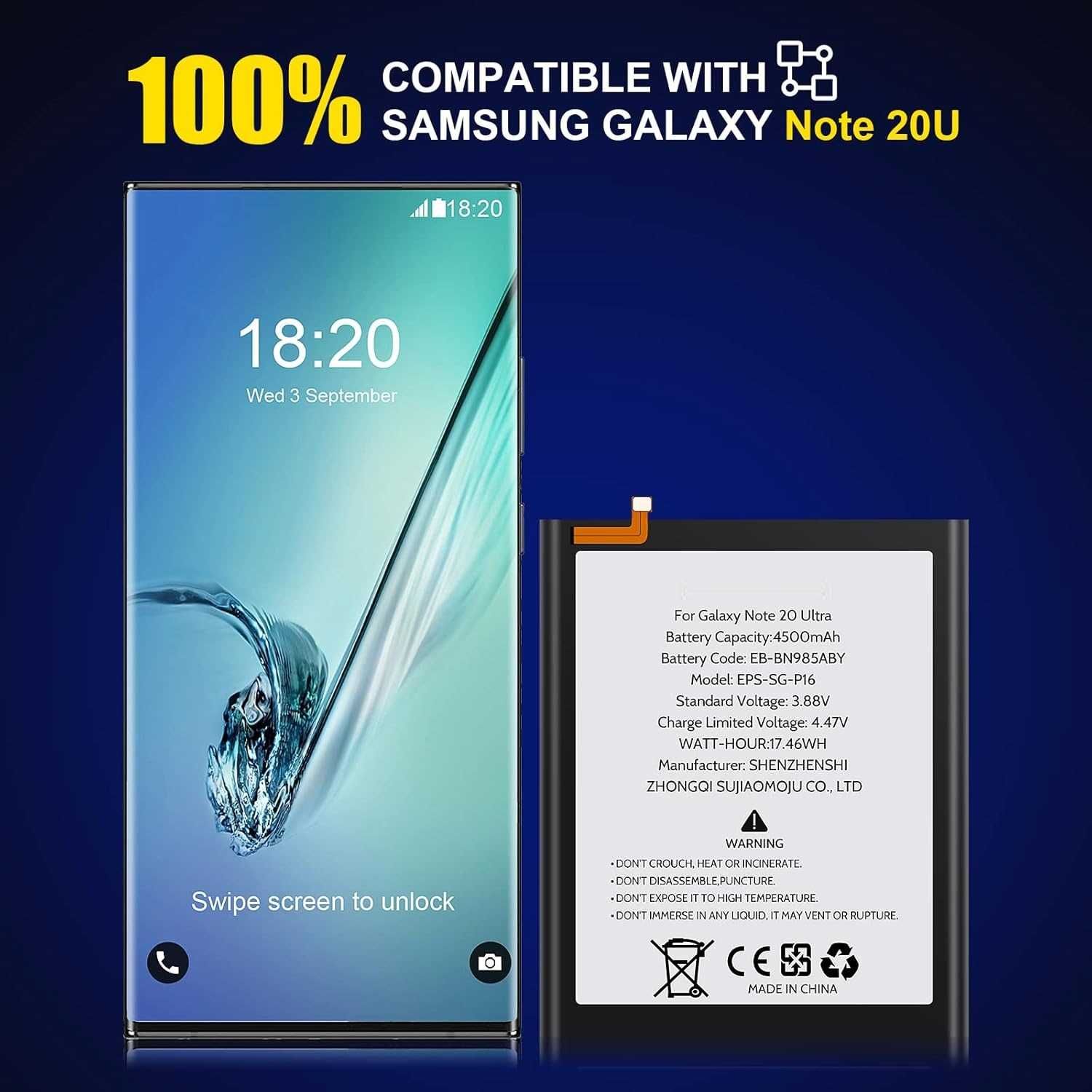 Nowa Bateria 4500 mAh do Galaxy Note 20 Ultra SM-N986W, SM-N9860