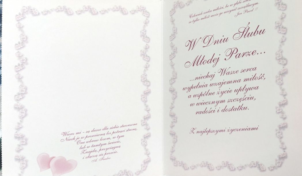 Kartka ślubna. Przyjecie