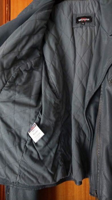 Blusão em pele cinza azulado