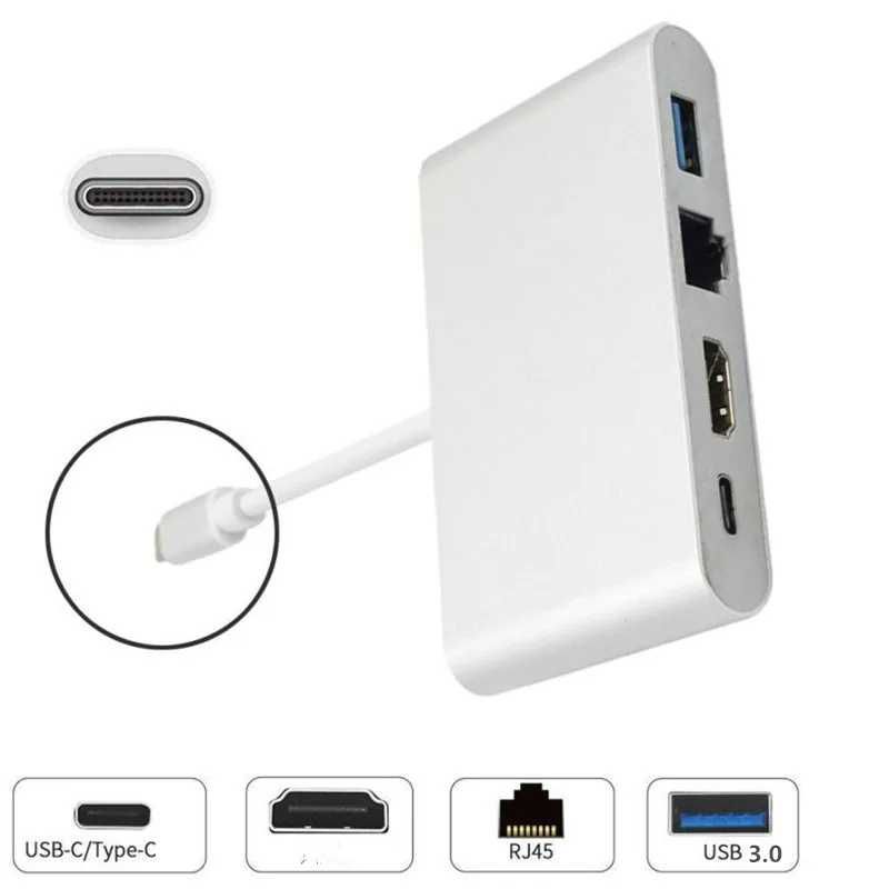 Hub Хаб 4в1 для Macbook, Ноутбук HDMI USB 3.0 TypeC Ethernet USB 10