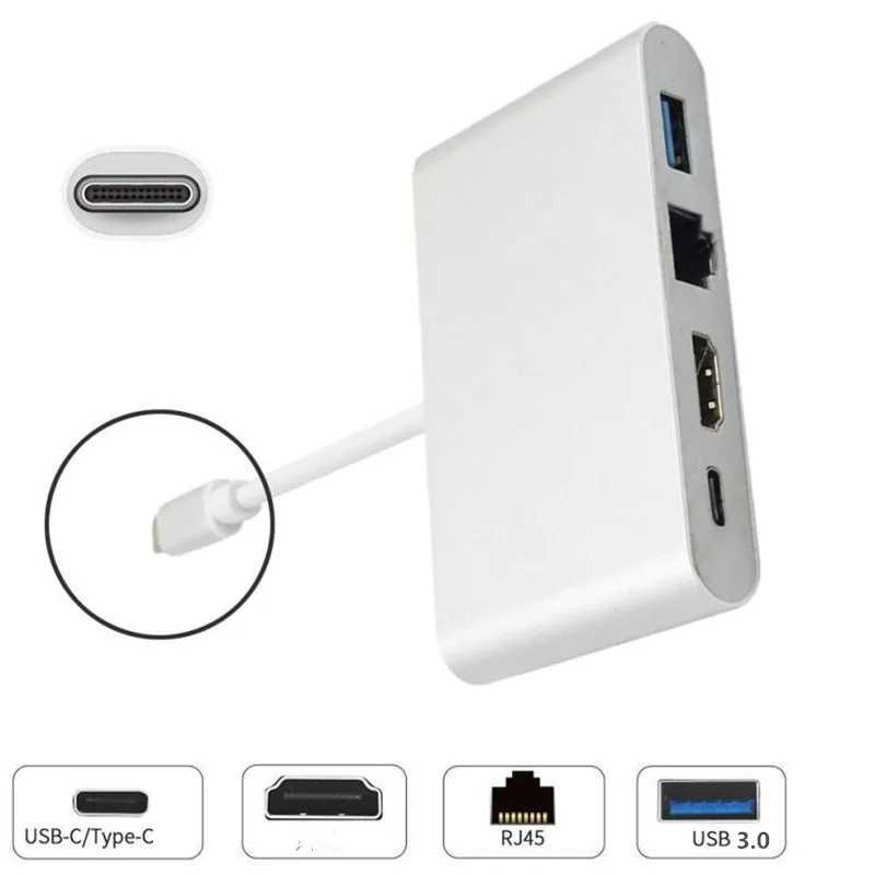 Hub Хаб 4в1 для Macbook, Ноутбук HDMI USB 3.0 TypeC Ethernet USB HUB