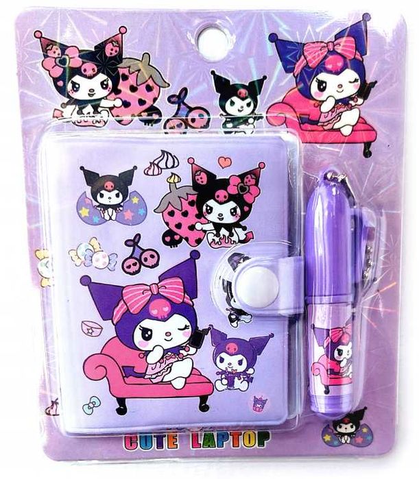 piękny notes + długopis z Motywem Sanrio Kuromi Hello Kitty Kawaii