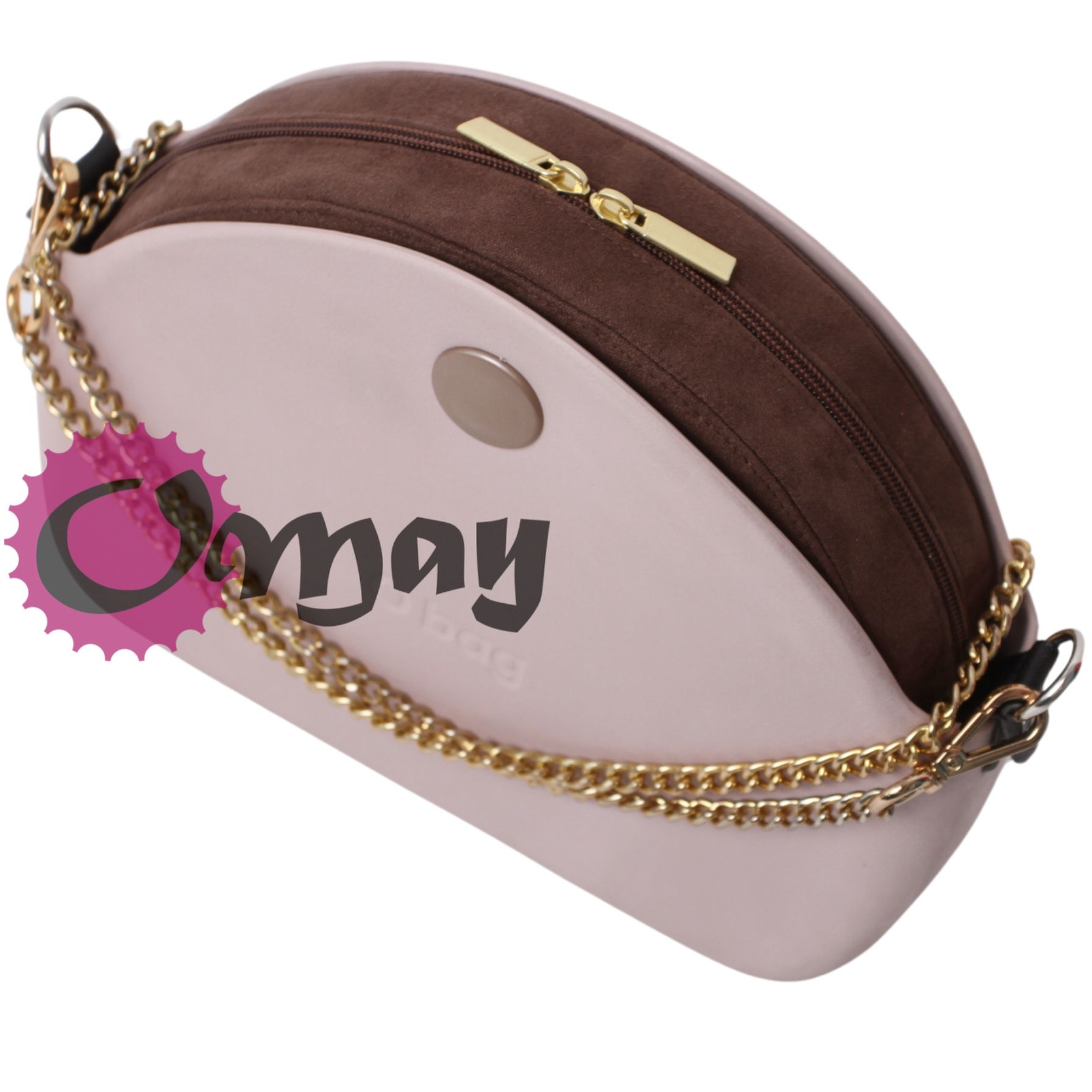 Brązowy organizer do OBAG MOON LIGHT eko zamsz brąz ZŁOTO wkład OMAY