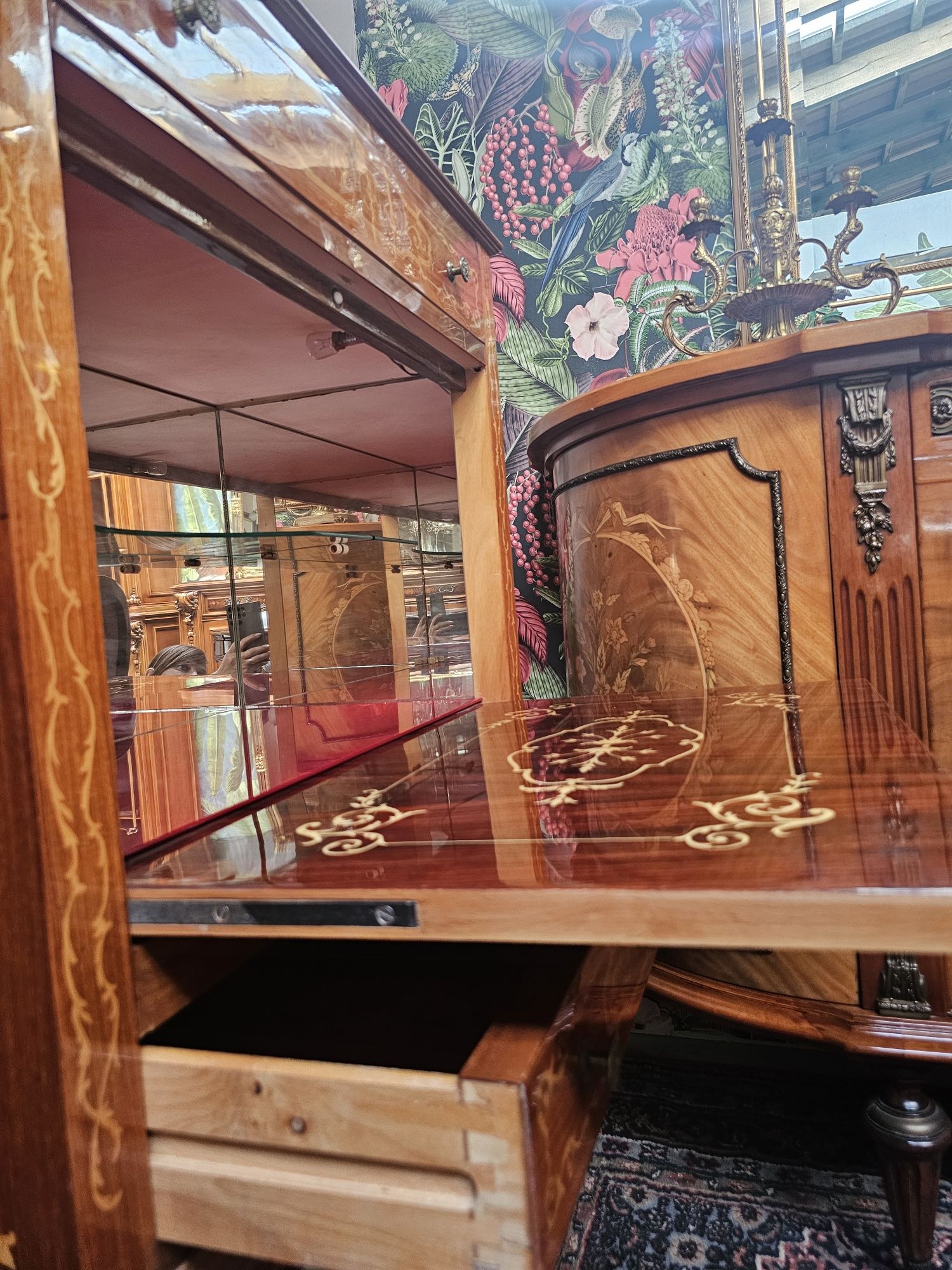 Intarsjowany barek komoda intarsje francuska  #1065 Stylowy Węgrów