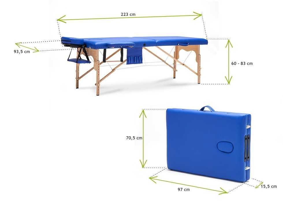 Stół, łóżko do masażu 2-segmentowe drewniane XXL