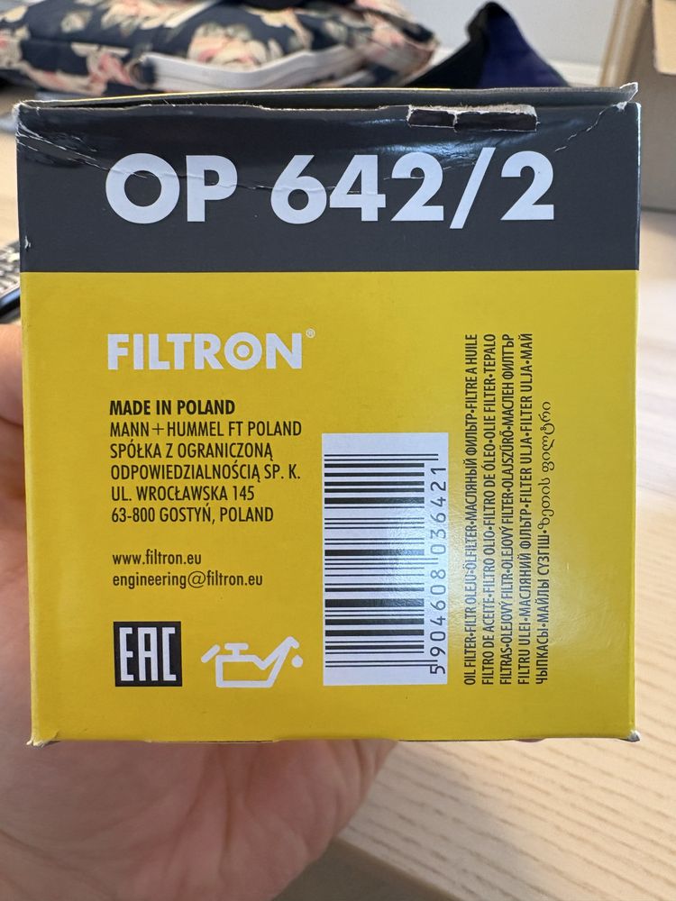 Filtr oleju Filtron OP 642/2