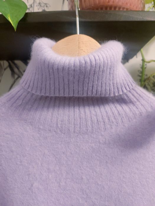 Sweter kaszmir golf fioletowy L