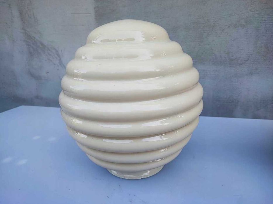 Art deco klosz kula miodowa,duża,śr.montaż.11,7 cm.