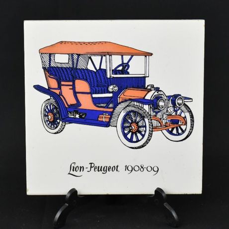 Placa / Azulejo com desenho de carro Lion-Peugeot, 1908-09