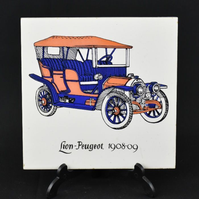 Placa / Azulejo com desenho de carro Lion-Peugeot, 1908-09