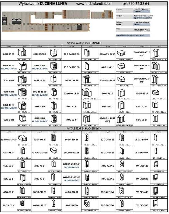 Nowoczesne meble kuchenne modułowe LAURA SZARY MAT