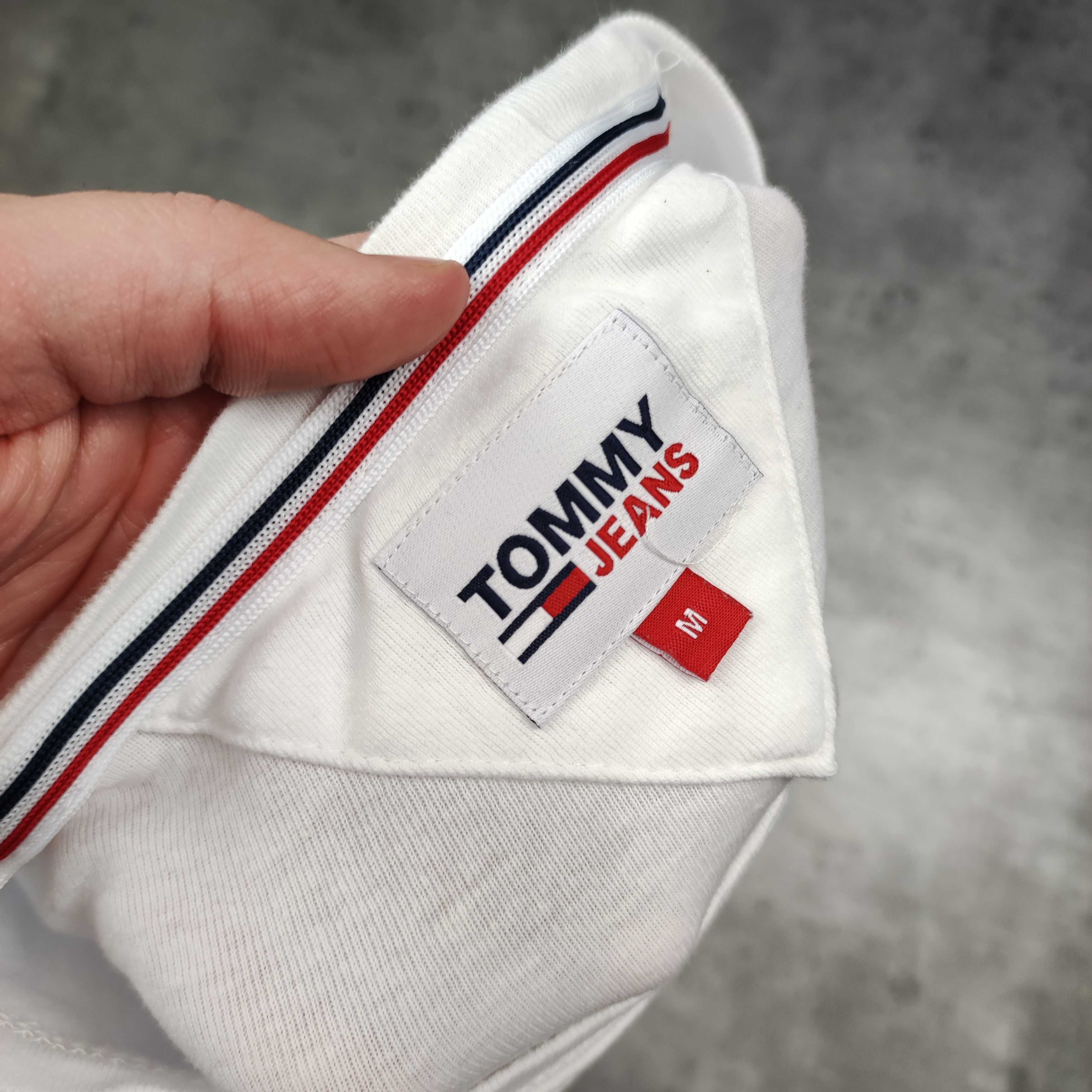 MĘSKA Bluzka Koszulka Długi Rękaw Biała Małe Logo Tommy Hilfiger Jeans