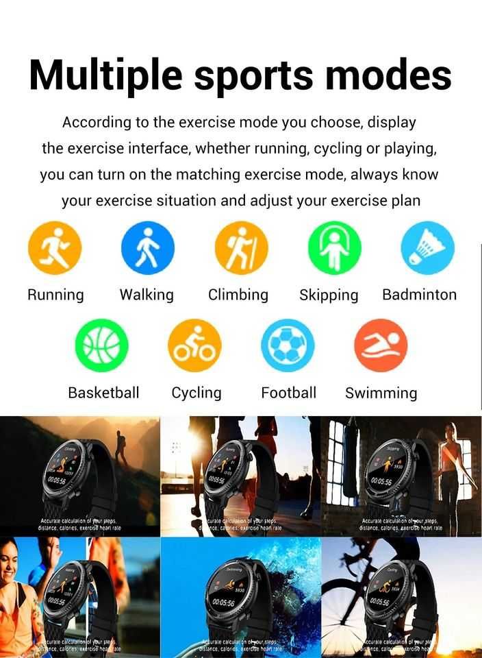 SmartWatch FT2/P20 kroki kalorie tętno ciśnienie O2 wiadomości PL.