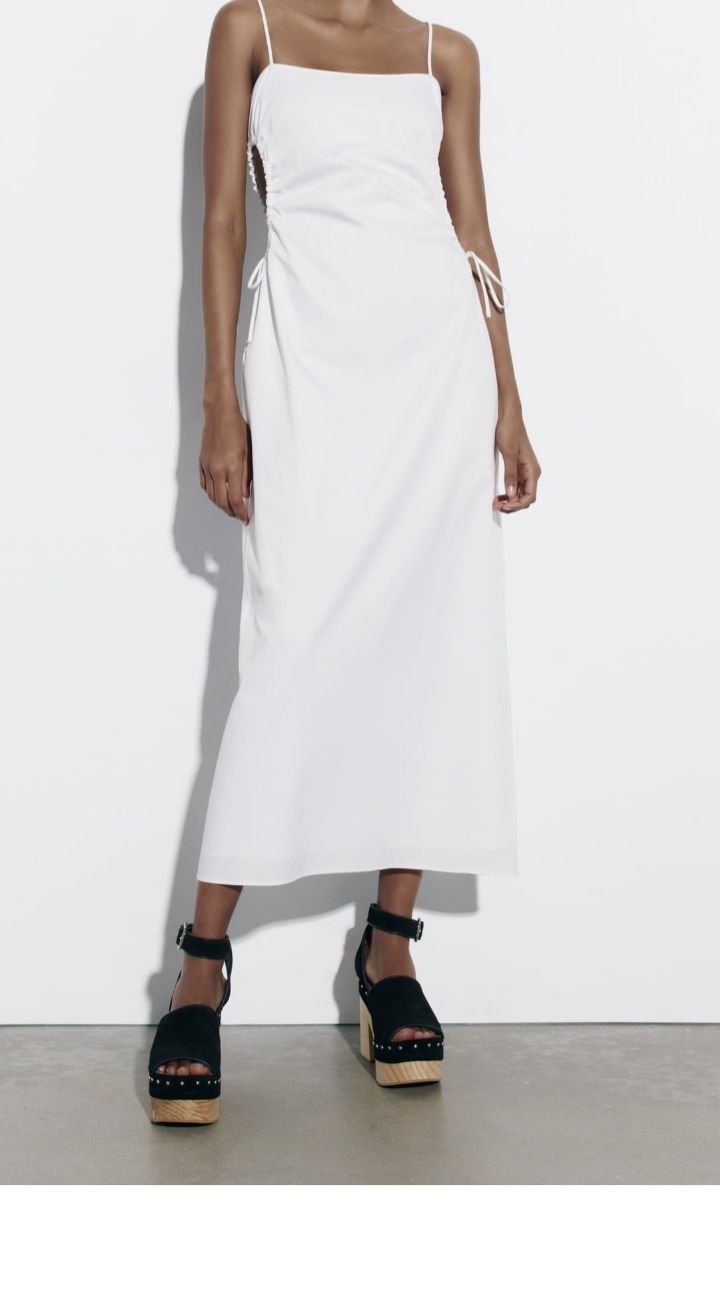 Zara sukienka biała xL długa wycięcia