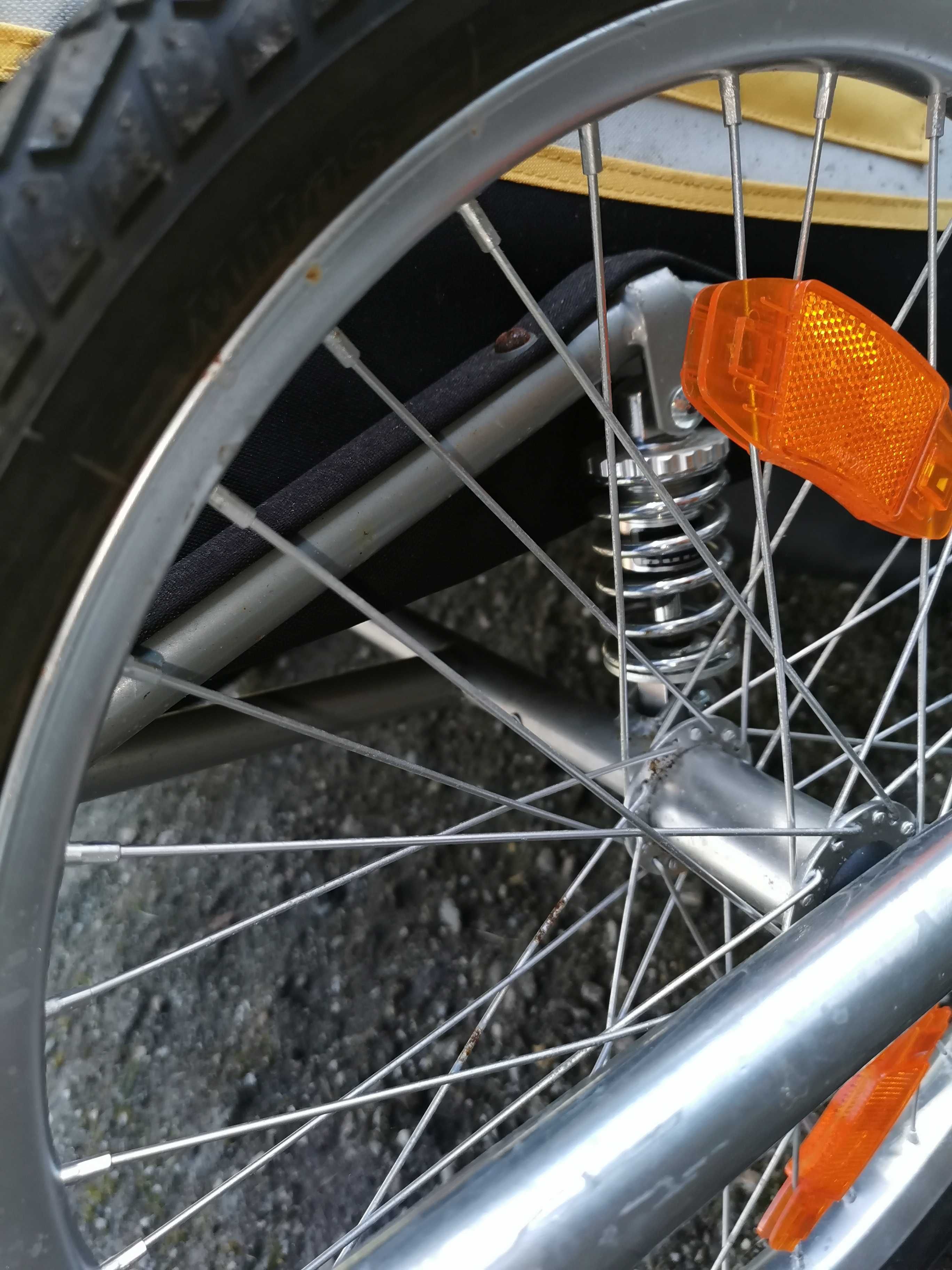 Wózek do roweru dwoje dzieci aluminium amortyzatoey