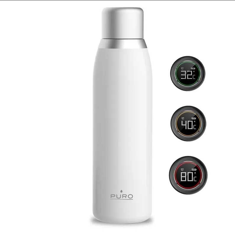 PURO Smart Bottle – Butelka termiczna 500ml INOX z smart nakrętka LED