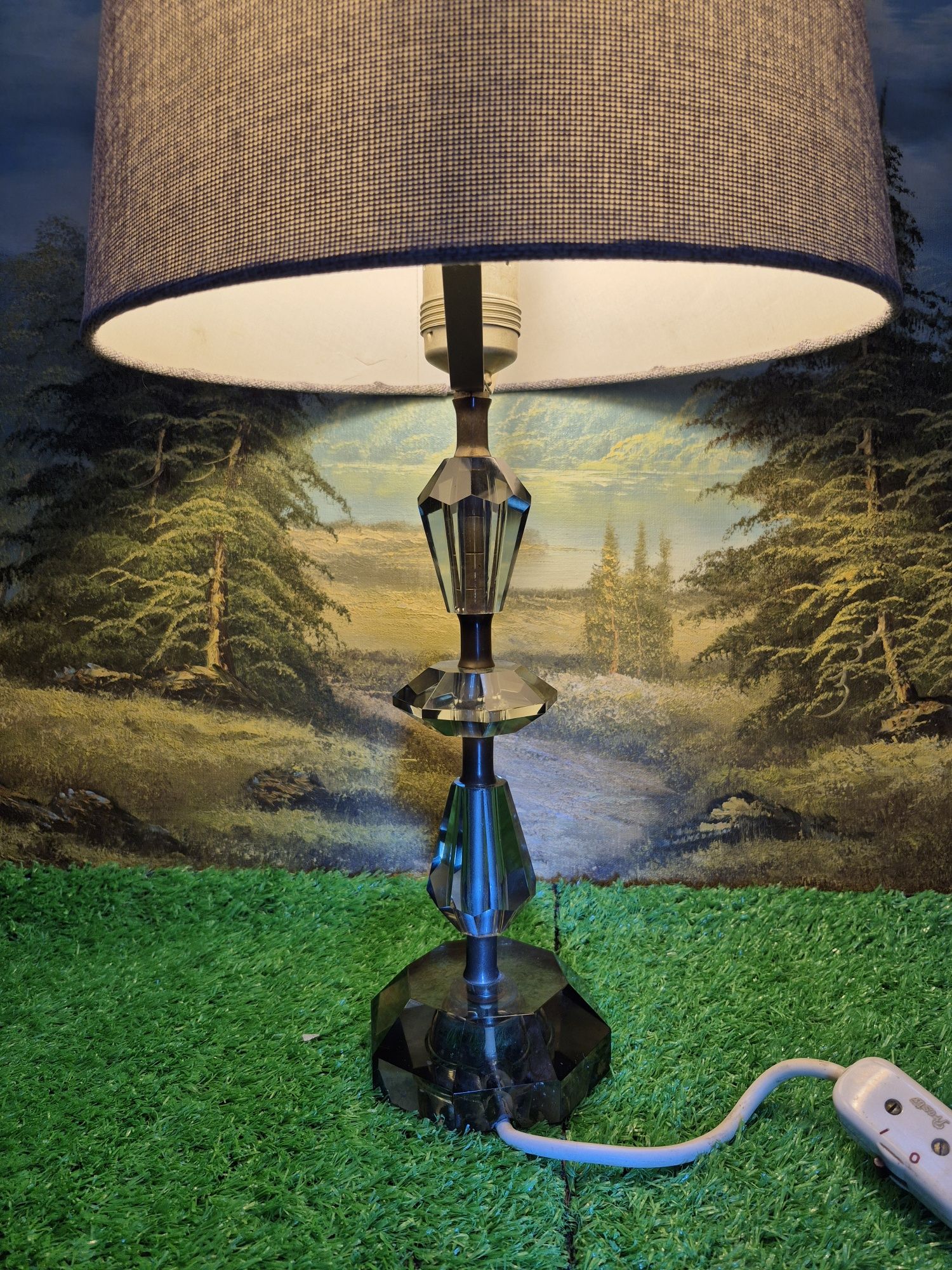 Super lampa z grubego szkła przydymionego