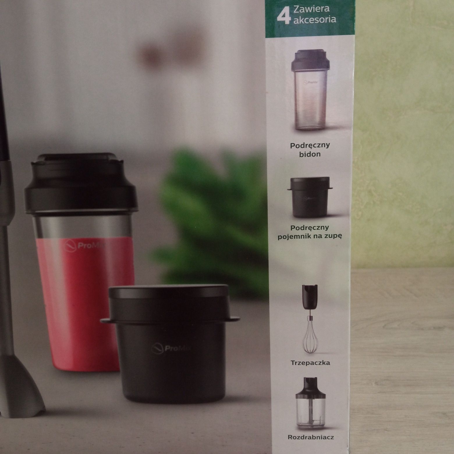 Blender ręczny z bidonem i pojemnikiem na zupę Philips OnTheGo HR2655/