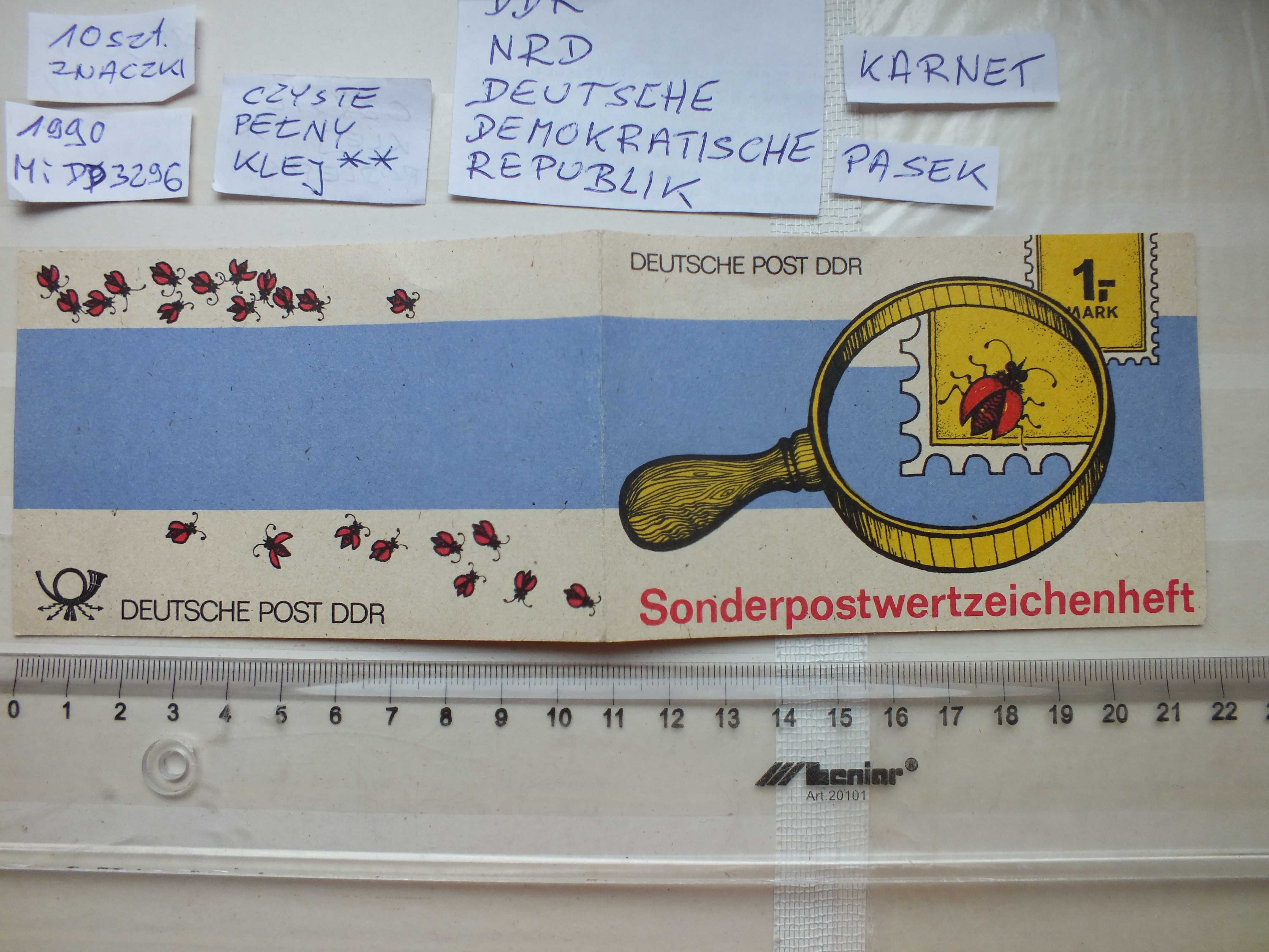karnet 10szt. pasek znaczki Mi3296 DDR 1990r. Niemcy NRD czyste **