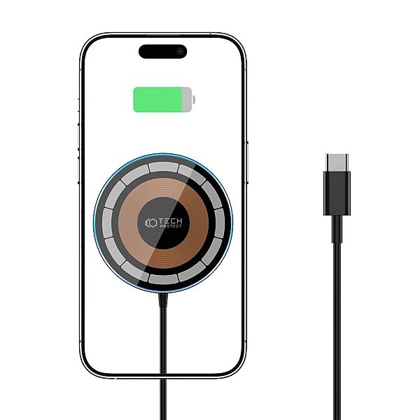 Tech-Protect Qi15W-A30 Magnetic Magsafe Wireless Charger Black