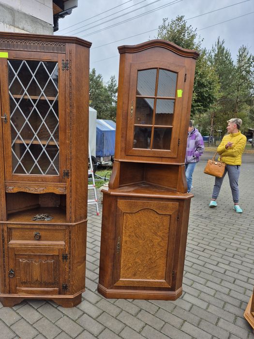 Tekowa szafka narożna wysoka