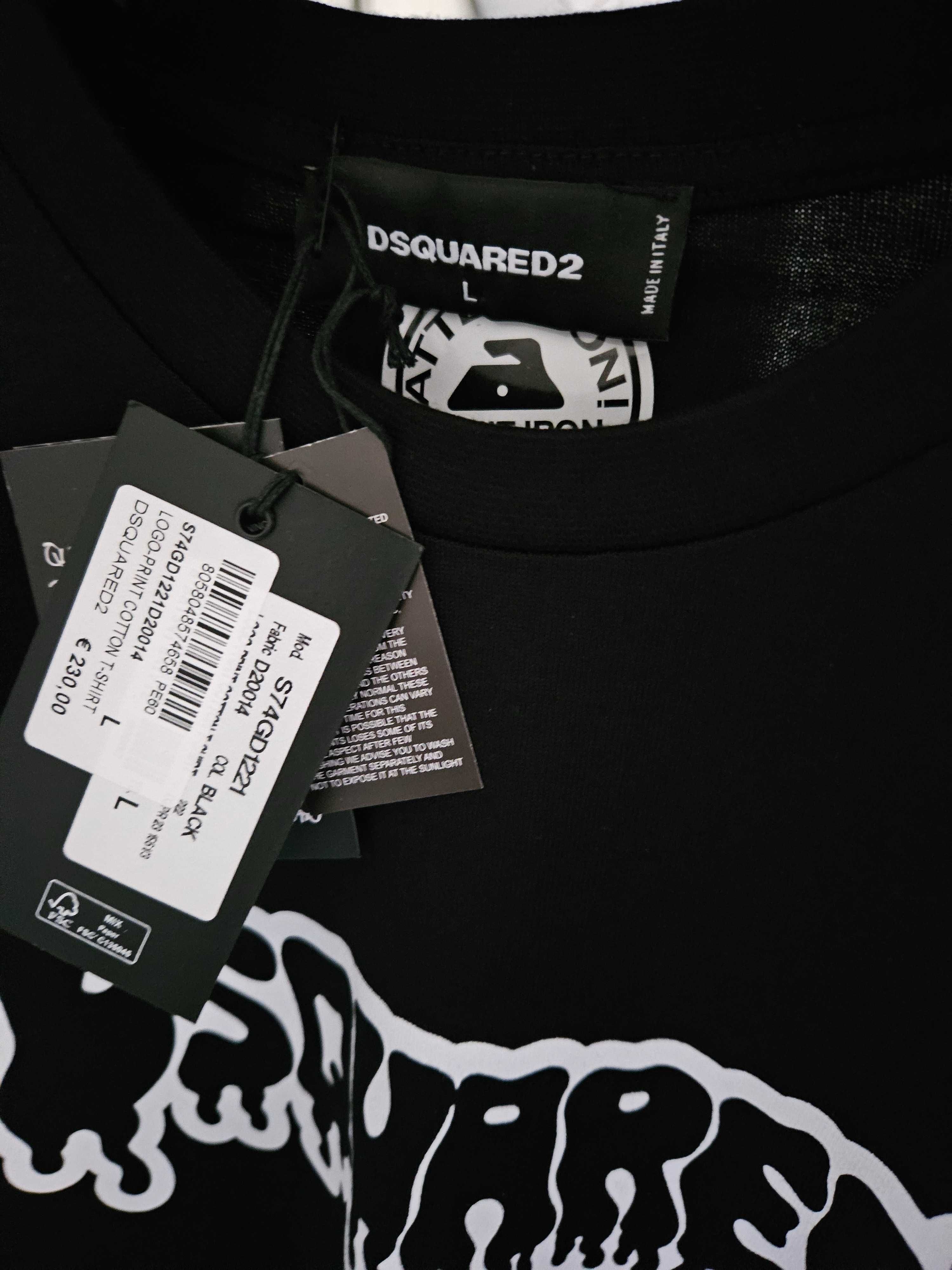 DSQUARED2 t-shirt printer-grafic black roz. L D2 oryginal