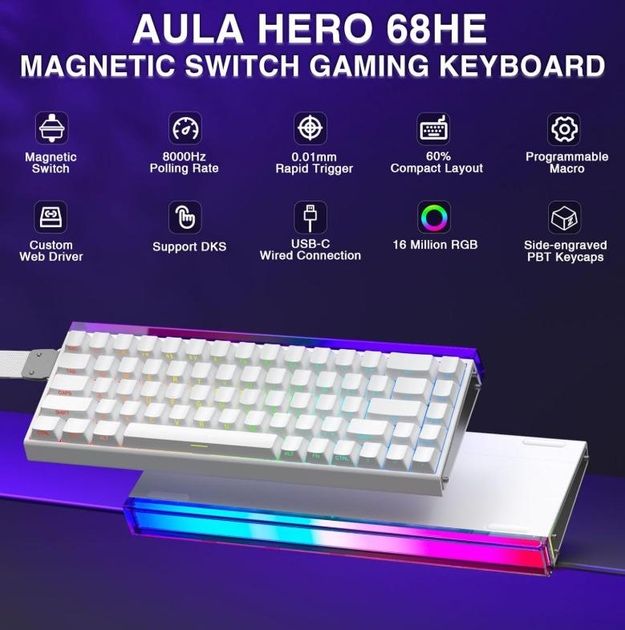 Магнітна клавіатура AULA HERO 68HE