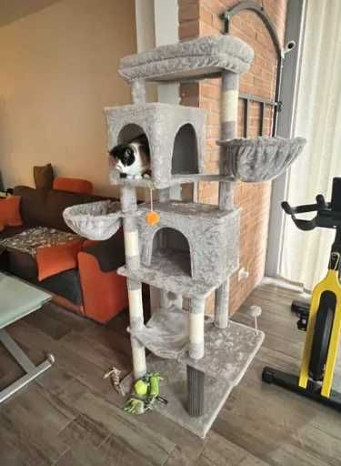 Drapak dla kota NOWY luksusowa wieża domek słupki hamak zabawka DUŻY