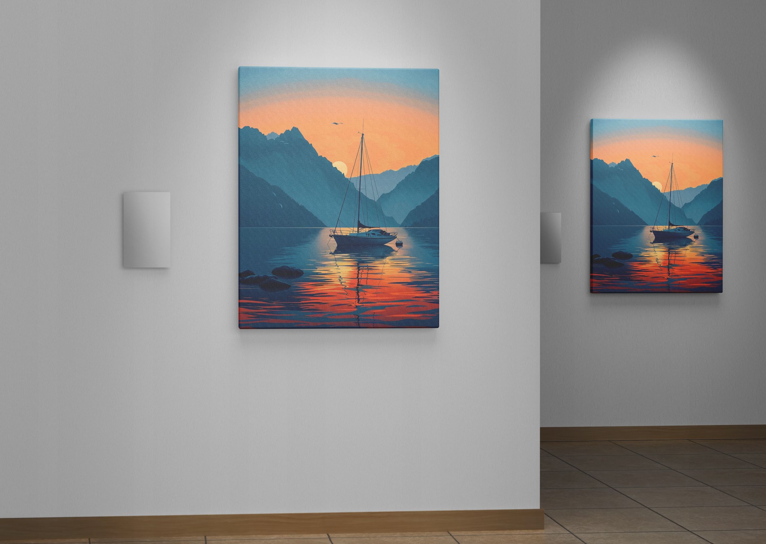 Obraz na płótnie "Zachód Słońca na Morzu" 60x80 cm do salonu