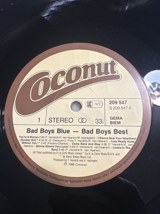 Bad Boys Blue - Bad Boys Best 1989 winyl Coconut