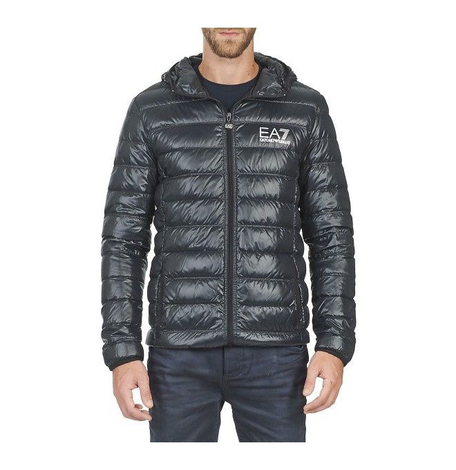 EMPORIO ARMANI EA7 włoska kurtka pikowna z kapturem BLACK