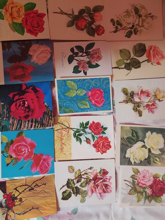 открытки СССР : розы и любые другие цветы