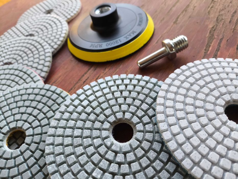 Komplet 7 Sztuk Tarcze + Dysk Drobiny Diamentowe Szlifowania Poler M14