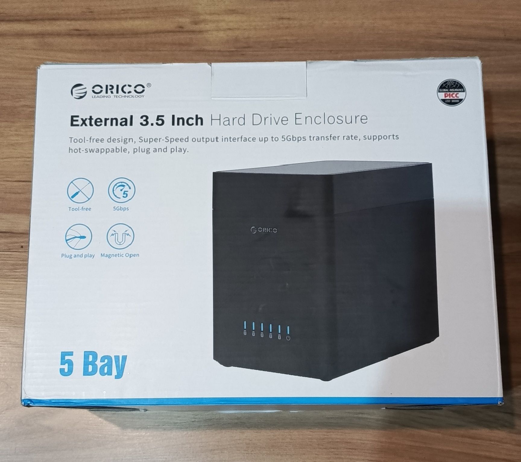 Obudowa ORICO na 5 kieszeni na dysk twardy 3,5 cala, USB 3.0 na SATA.