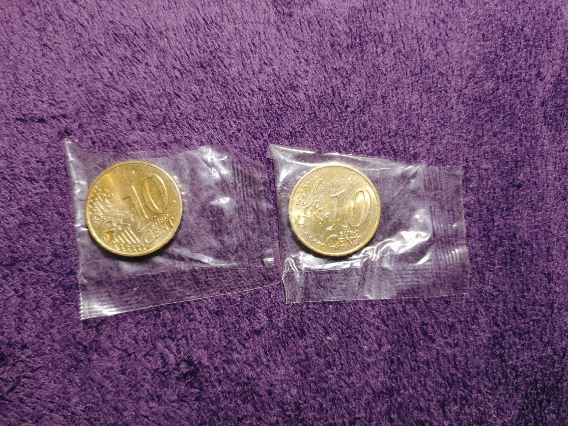 Dwie monety 10 euro cent