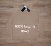 Sweter 100% kaszmir kawa z mlekiem beżowy gruby splot nowy