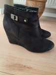 Buty botki koturn zamsz czarne rozmiar 38