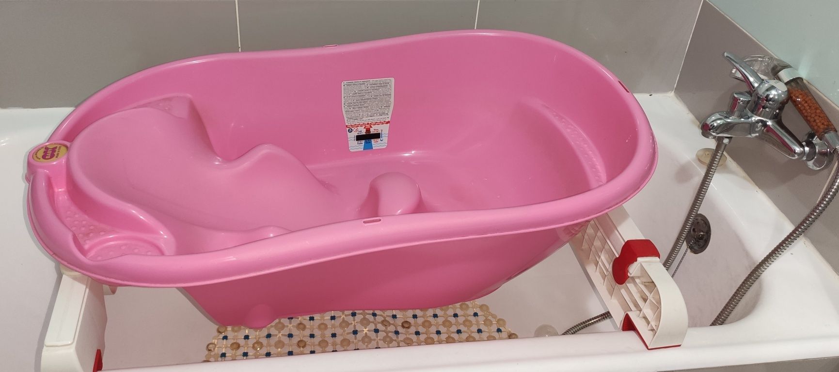Banheira de bebé Ok baby rosa + suportes banheira