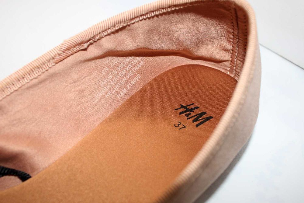 H&M balerinki 37 jasnoróżowe brzoskwiniowe pudrowe beżowe Sylwester