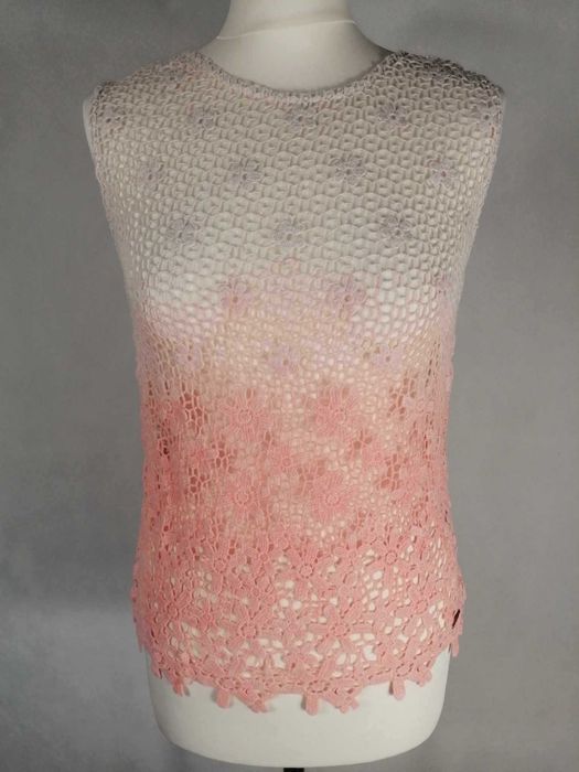 SUPERDRY Koszulka Ażurowa Damska S Oryginalna Super Stan Bawełna 100%