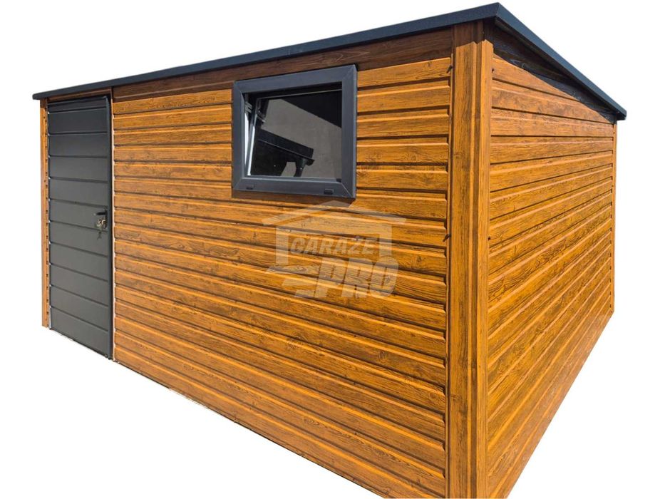 Schowek Domek Ogrodowy 4x2,5m - drzwi okno dach spad w tył rynna GP612