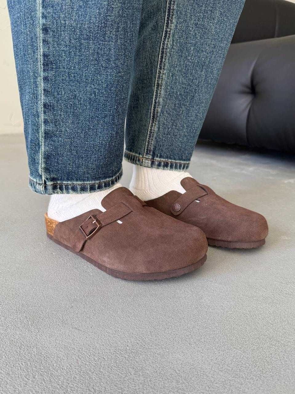 Капці клоги Birkenstock Boston Brown premium